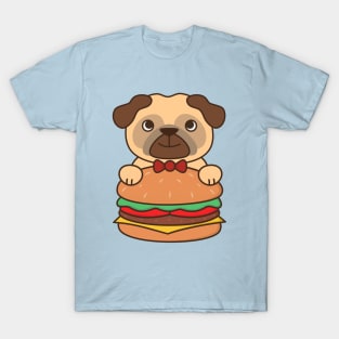 Cute and Kawaii Adorable Pug With Burger T-Shirt